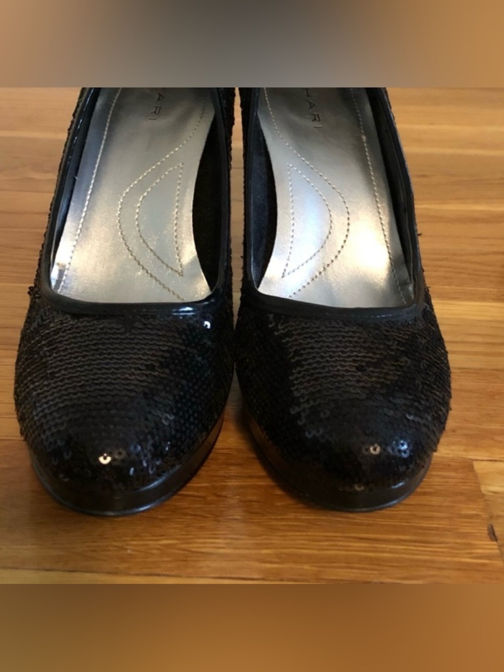 Tahari Black Sequin Cheryl Platform Heels - Picture 4 of 12